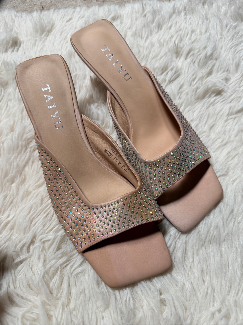 Tai Blush Rhinestone Slide Mules